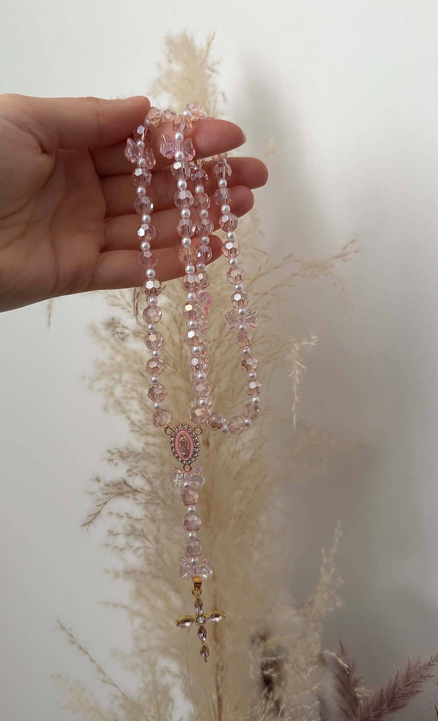 Chapelet rose scintillant