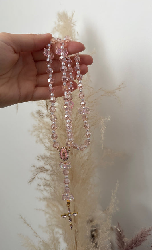 Chapelet rose scintillant