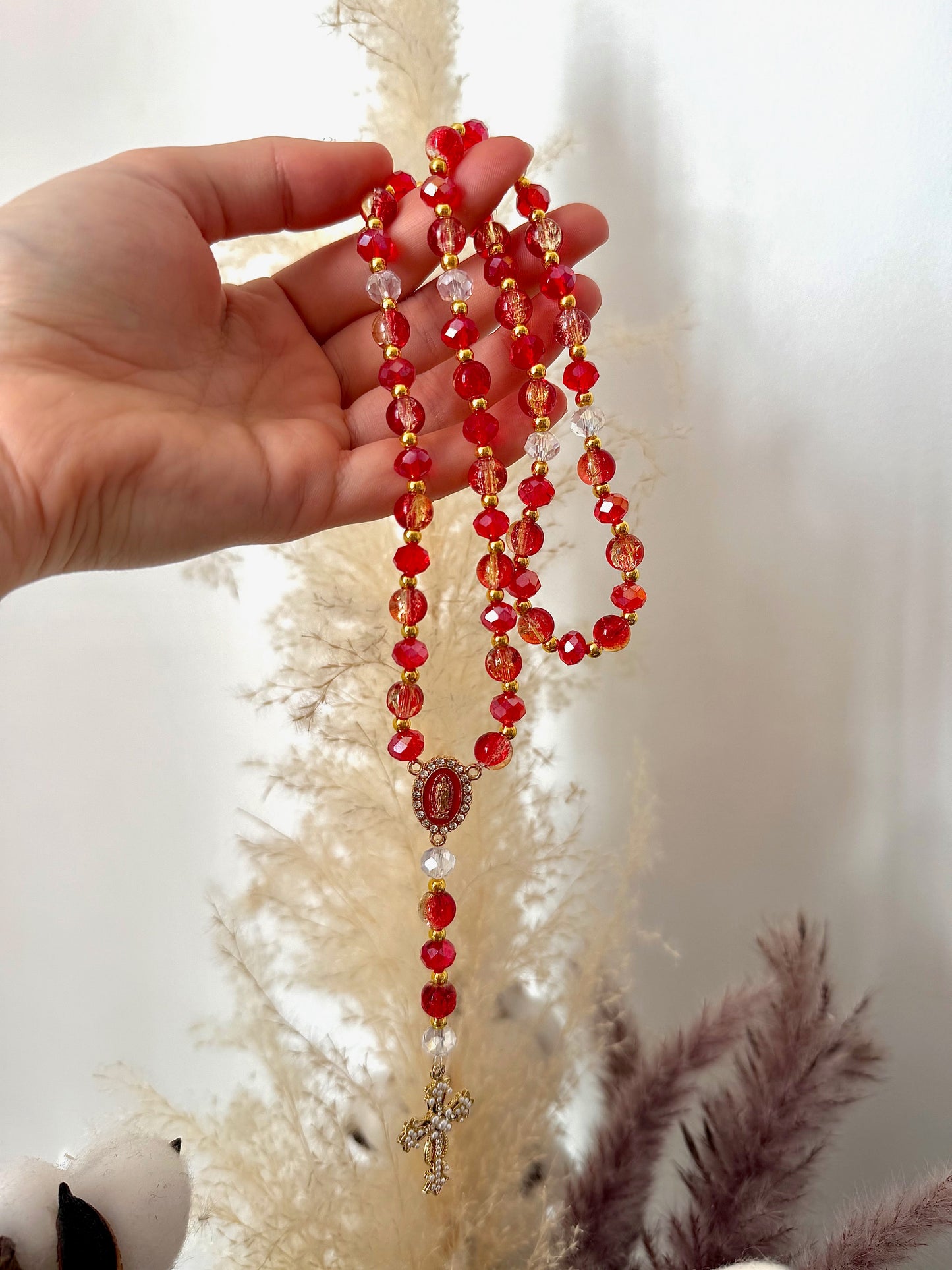 Chapelet rouge éclat scintillant